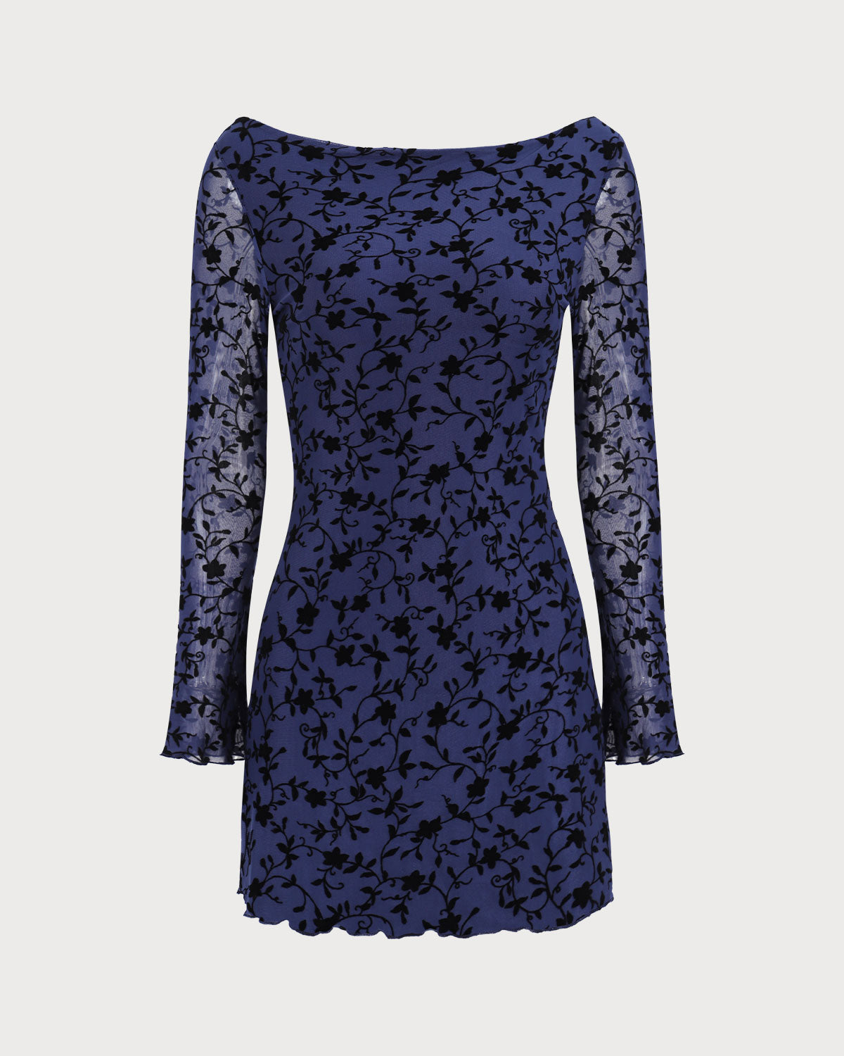 Women's Blue See-through Long Sleeve Mini Dress & Reviews - Blue - Dresses | RIHOAS Women's Blue See-through Long Sleeve Mini Dress & Reviews - Blue - Dresses | RIHOAS