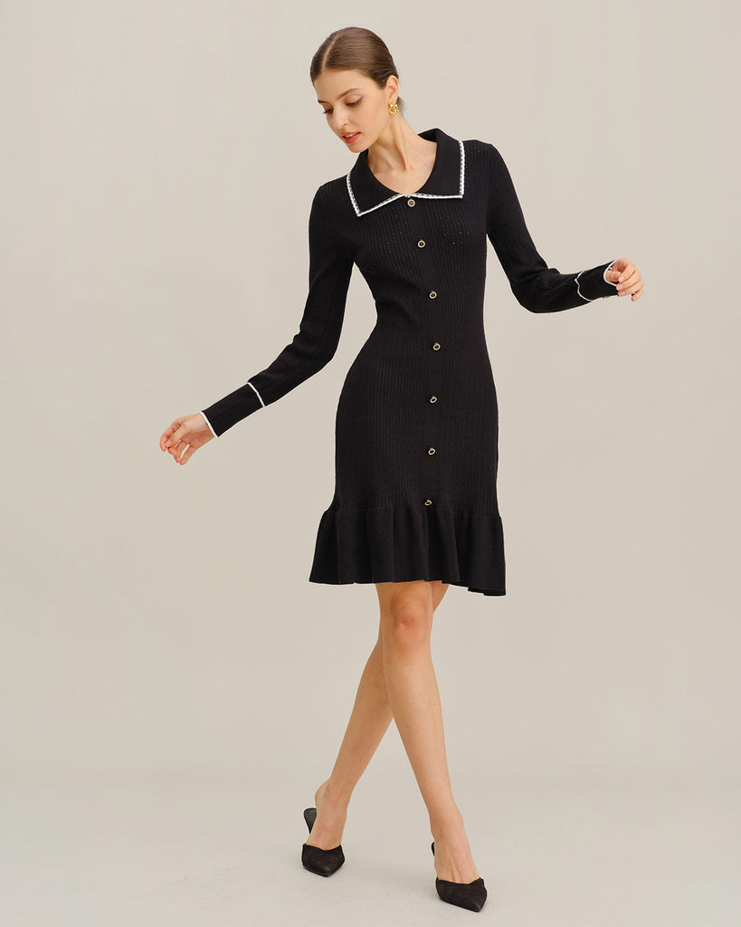 Women Knitted Polyester Sweater Dresses Dresses - RIHOAS