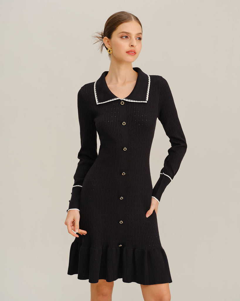 Women Knitted Polyester Sweater Dresses Dresses - RIHOAS