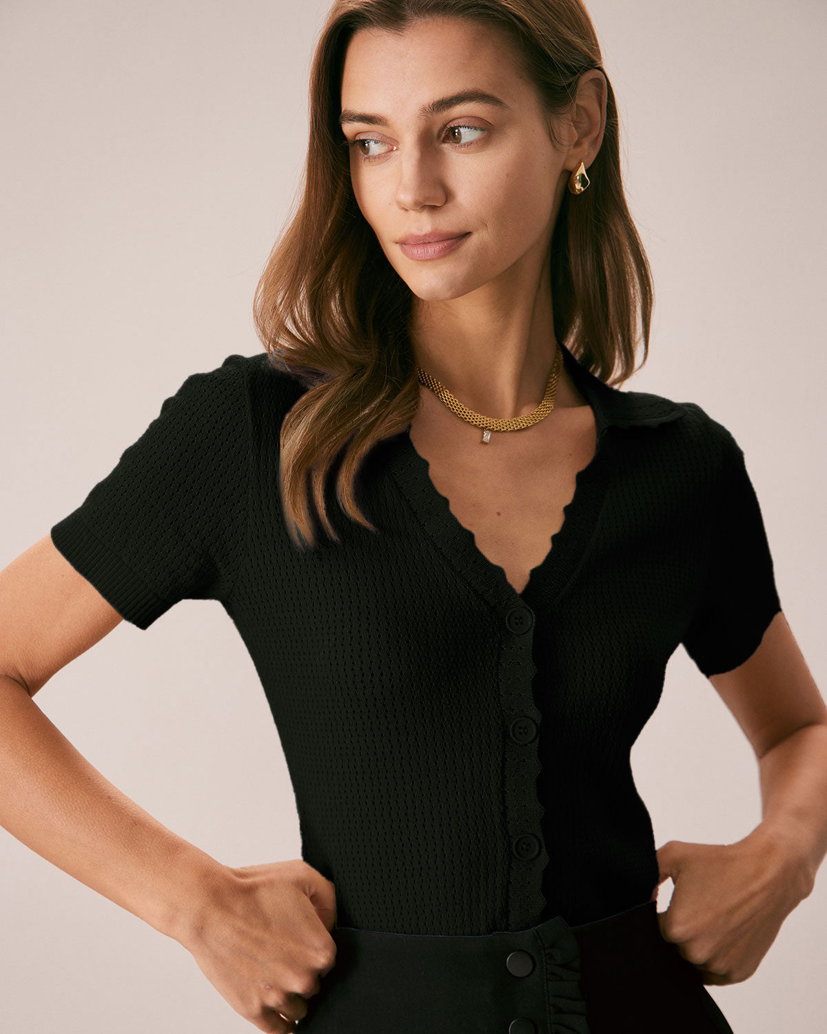 トップス no collar deep v neck ponte tops Women's Long Sleeve Wrap Crossover Tops Sexy Casual Waffle