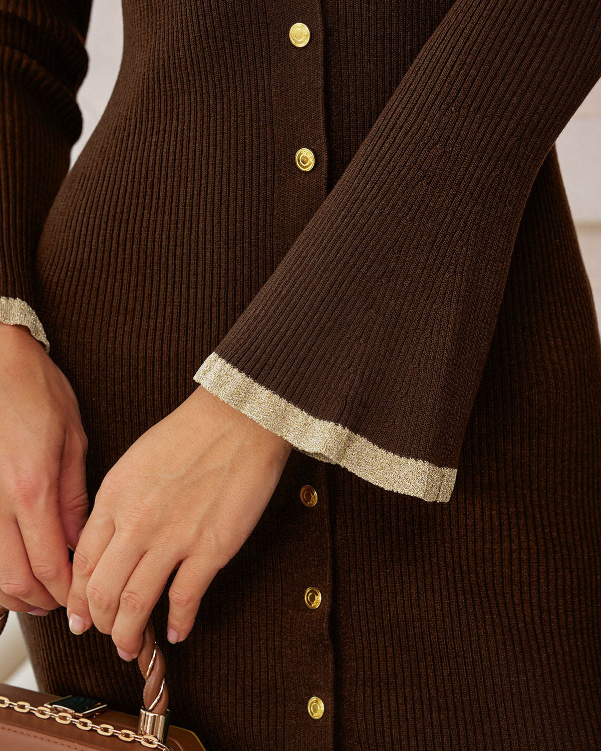 Brown Bodycon Button Sweater Dress & Reviews - Brown - Dresses | RIHOAS Brown Bodycon Button Sweater Dress & Reviews - Brown - Dresses | RIHOAS
