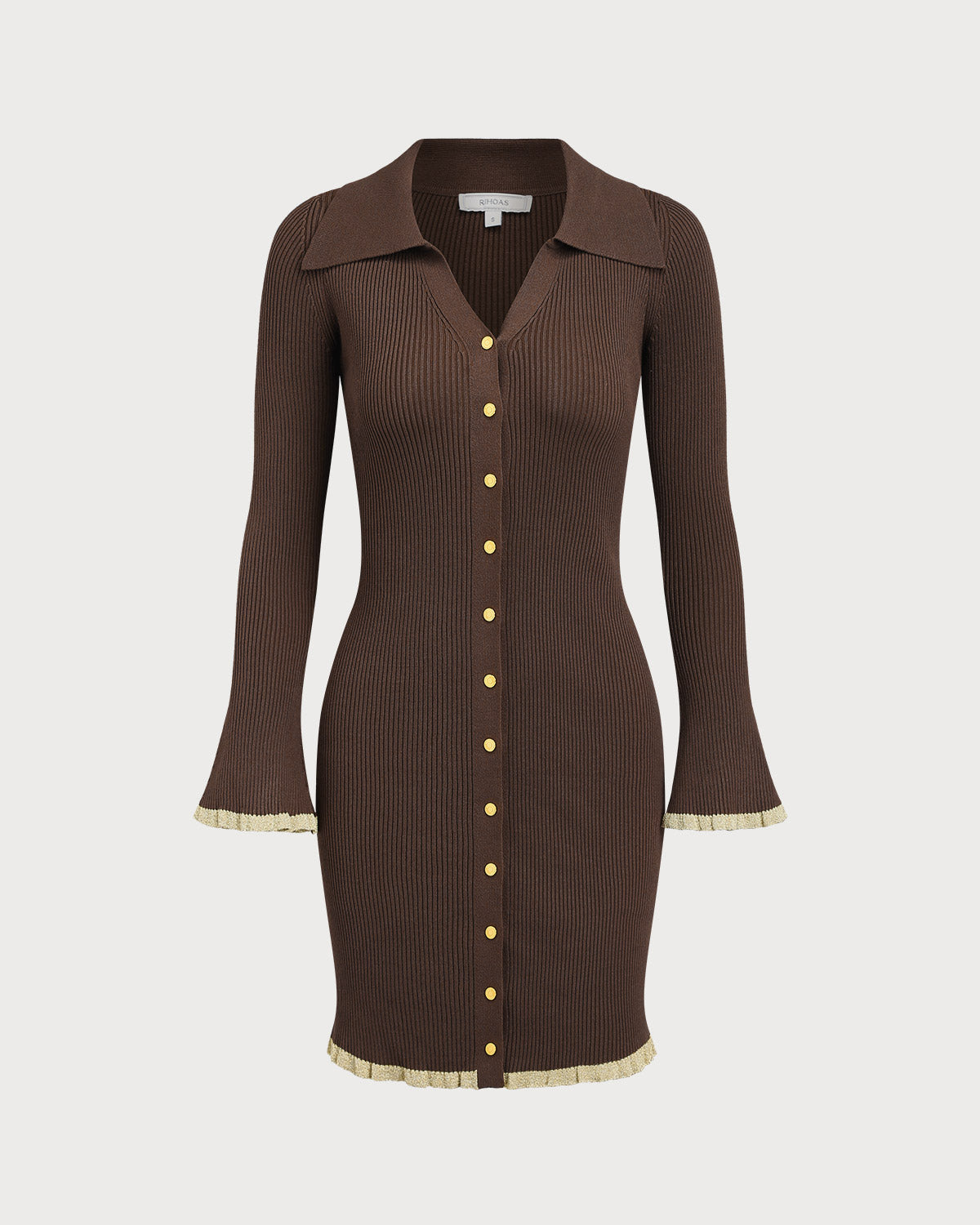 Brown Bodycon Button Sweater Dress & Reviews - Brown - Dresses | RIHOAS Brown Bodycon Button Sweater Dress & Reviews - Brown - Dresses | RIHOAS