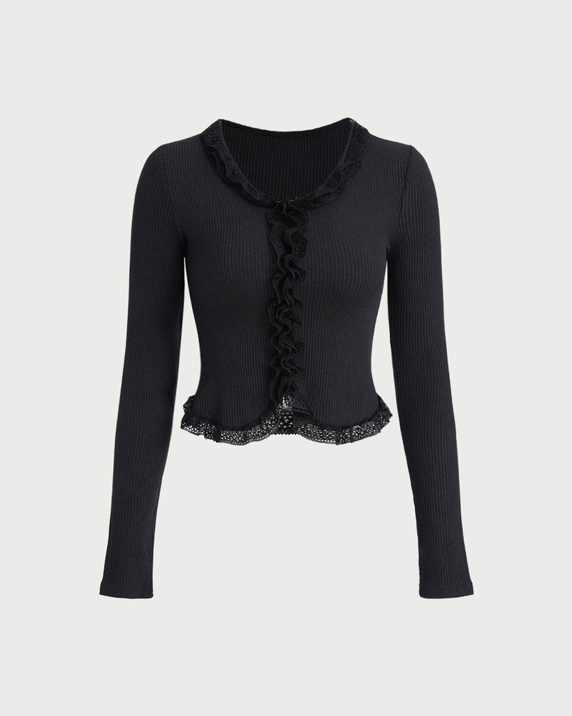 Women Knitted Viscose Knits Black Tops - RIHOAS