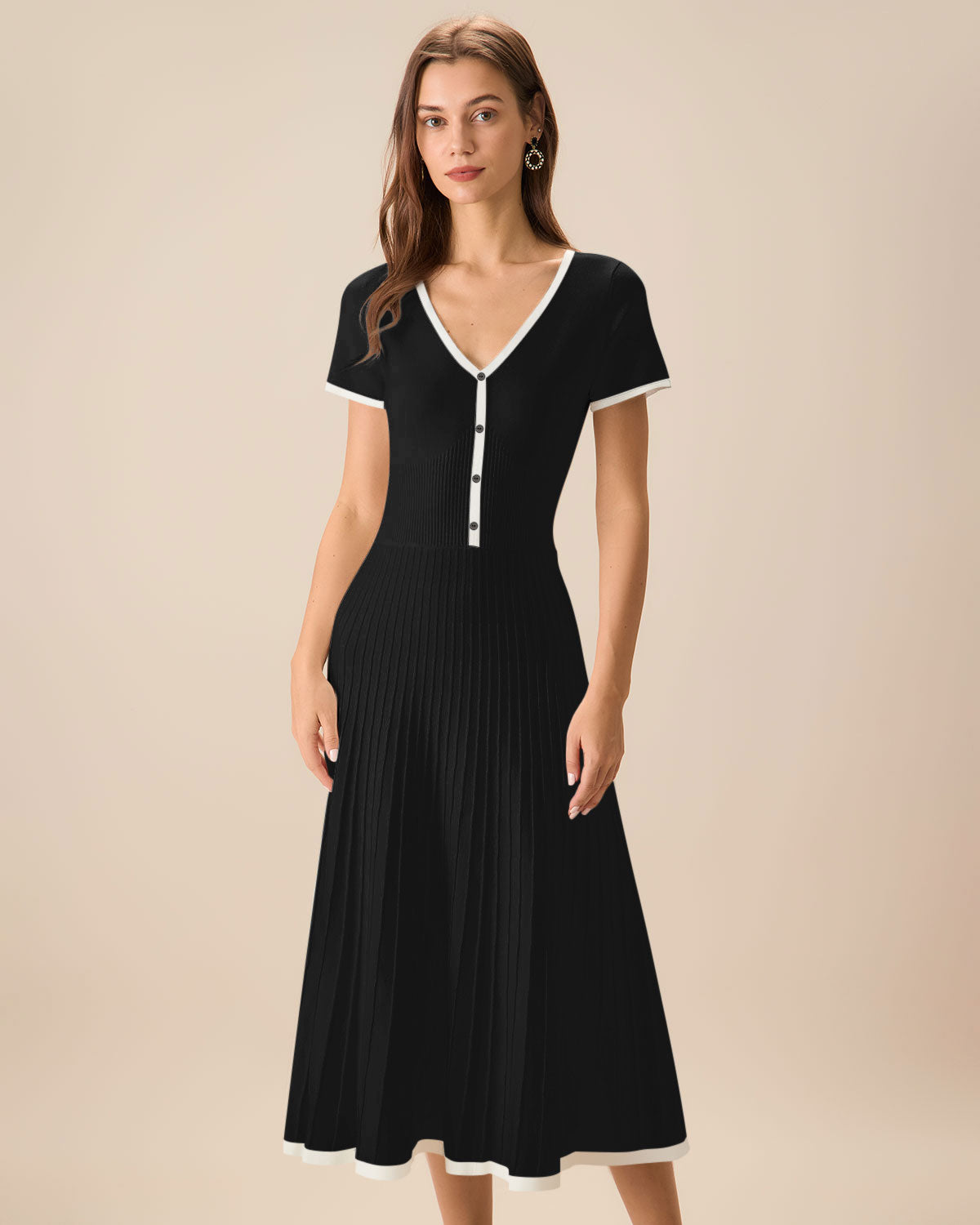 Contrasting Sweater Midi Dress