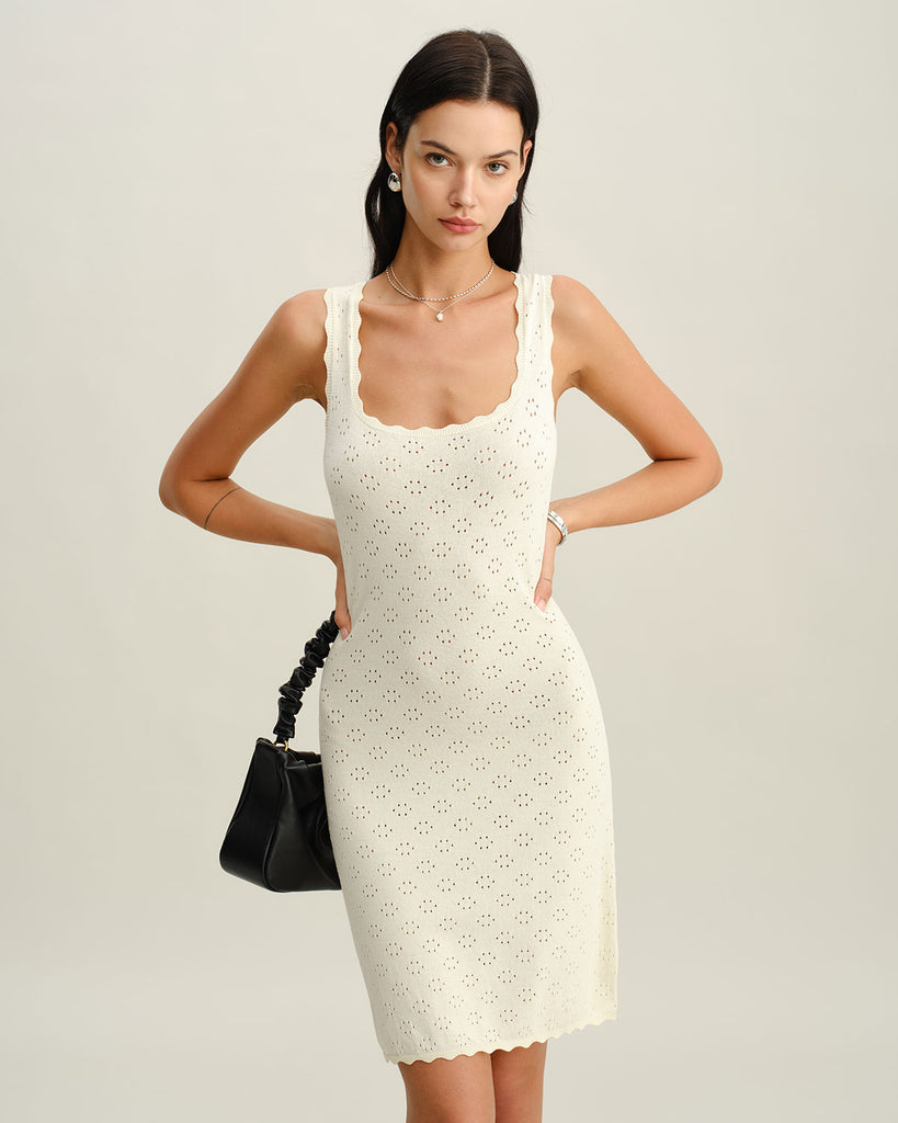 Women Knitted Viscose Sweater Dresses Apricot Dresses - RIHOAS