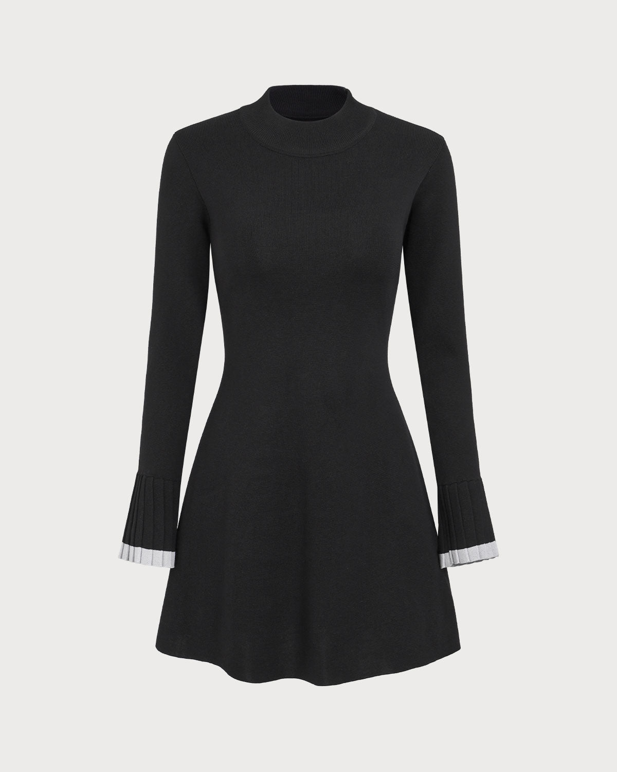 Women's Black Contrasting Long Sleeve Sweater Mini Dress & Reviews