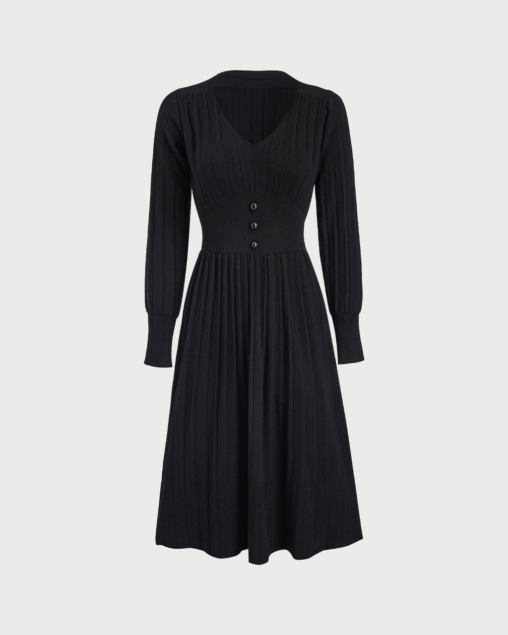 Women Knitted Viscose Sweater Dresses Black Dresses - RIHOAS