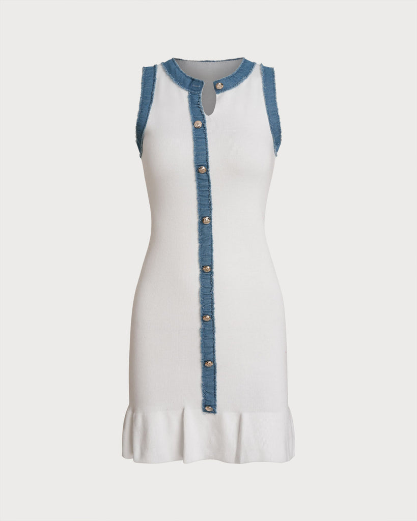 Women Knitted Viscose Sweater Dresses White Dresses - RIHOAS