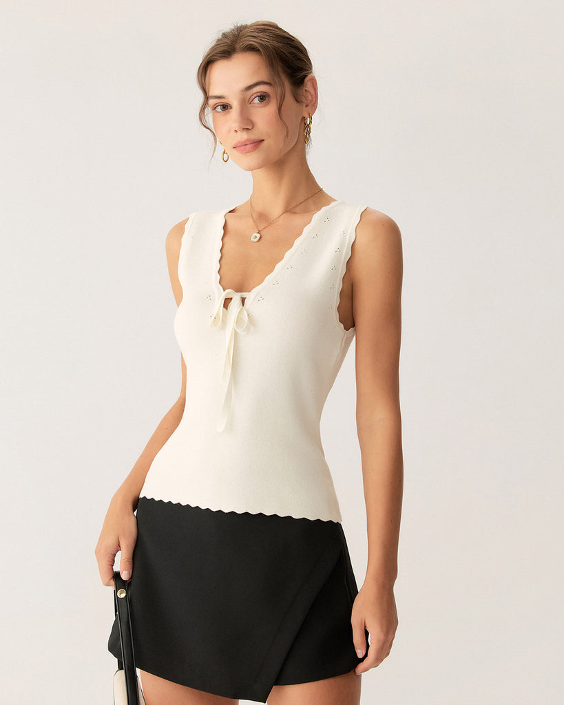 Apricot V Neck Ribbed Tank  - RIHOAS