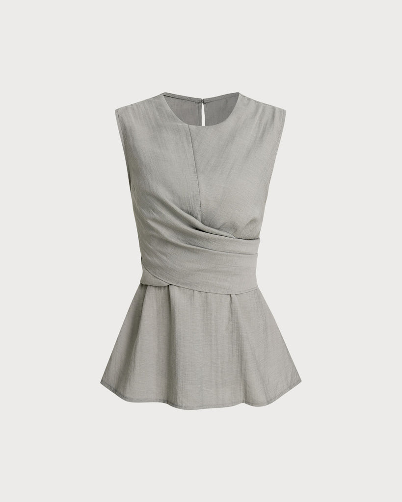 Women Knitted Viscose Tank Tops Grey Tops - RIHOAS