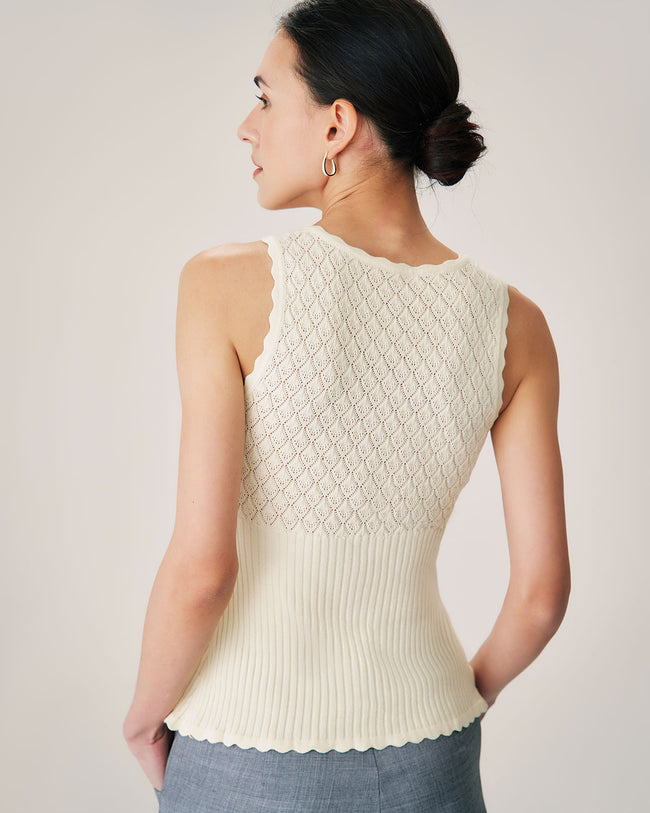 Riho　0723 Yellow V Neck Ribbed Knit Tank Top & Reviews - Yellow - Tops