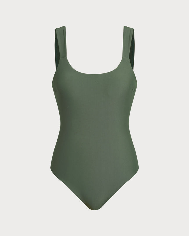 Women U Neck Tummy Control One-Pieces Green One-Pieces - RIHOAS