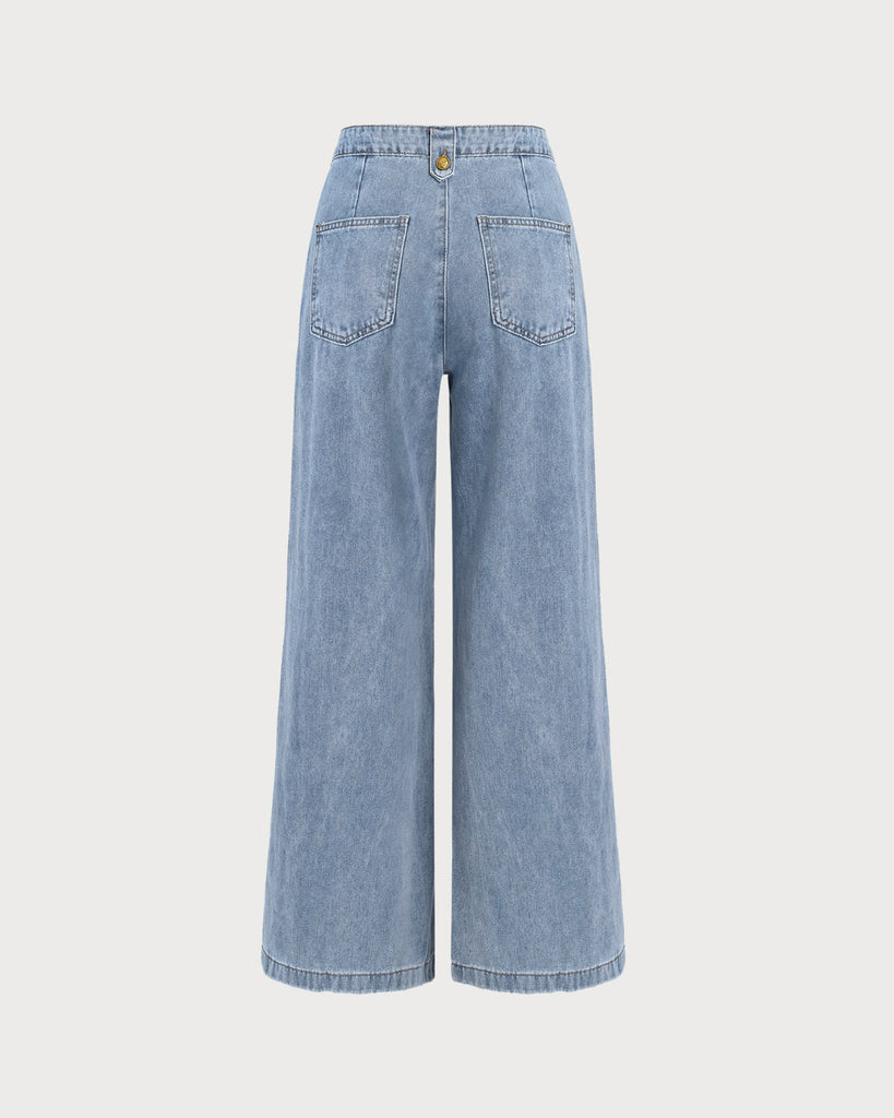 Blue Button Flared Jeans - RIHOAS