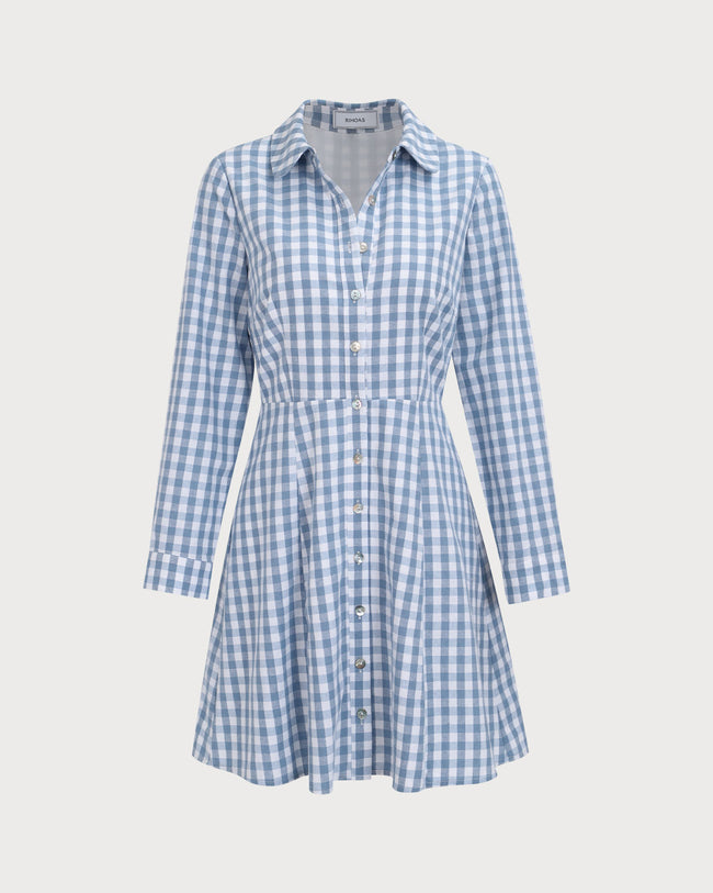 Blue plaid shirt dress online