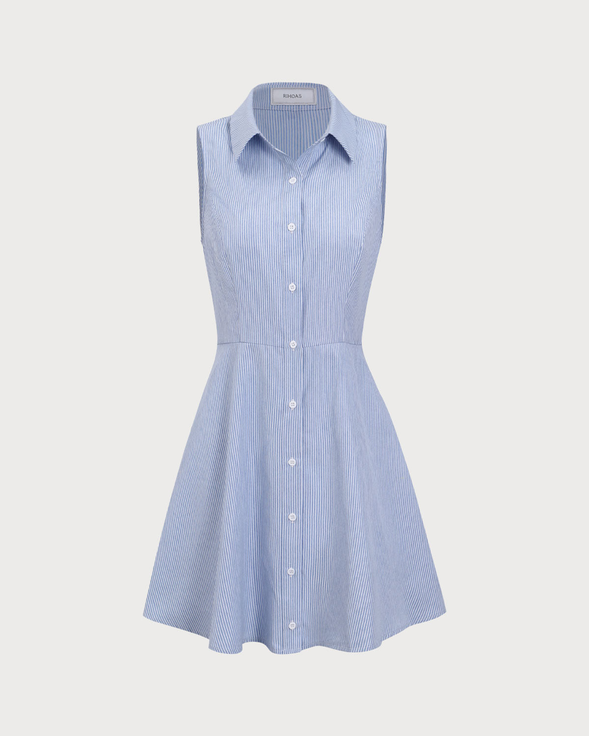 Blue Striped Button Mini Dress & Reviews - Blue - Dresses | RIHOAS Blue Striped Button Mini Dress & Reviews - Blue - Dresses | RIHOAS