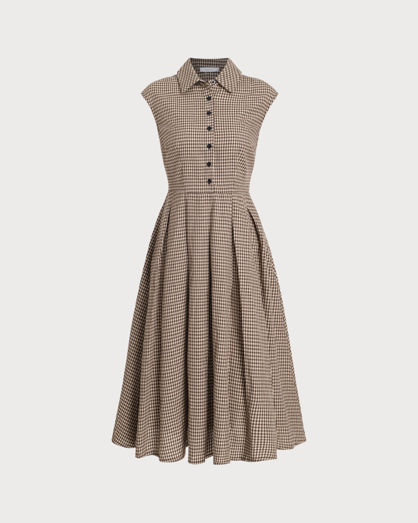 Brown Plaid Button Pleated Midi Dress & Reviews - Brown - Dresses | RIHOAS Brown Plaid Button Pleated Midi Dress & Reviews - Brown - Dresses | RIHOAS