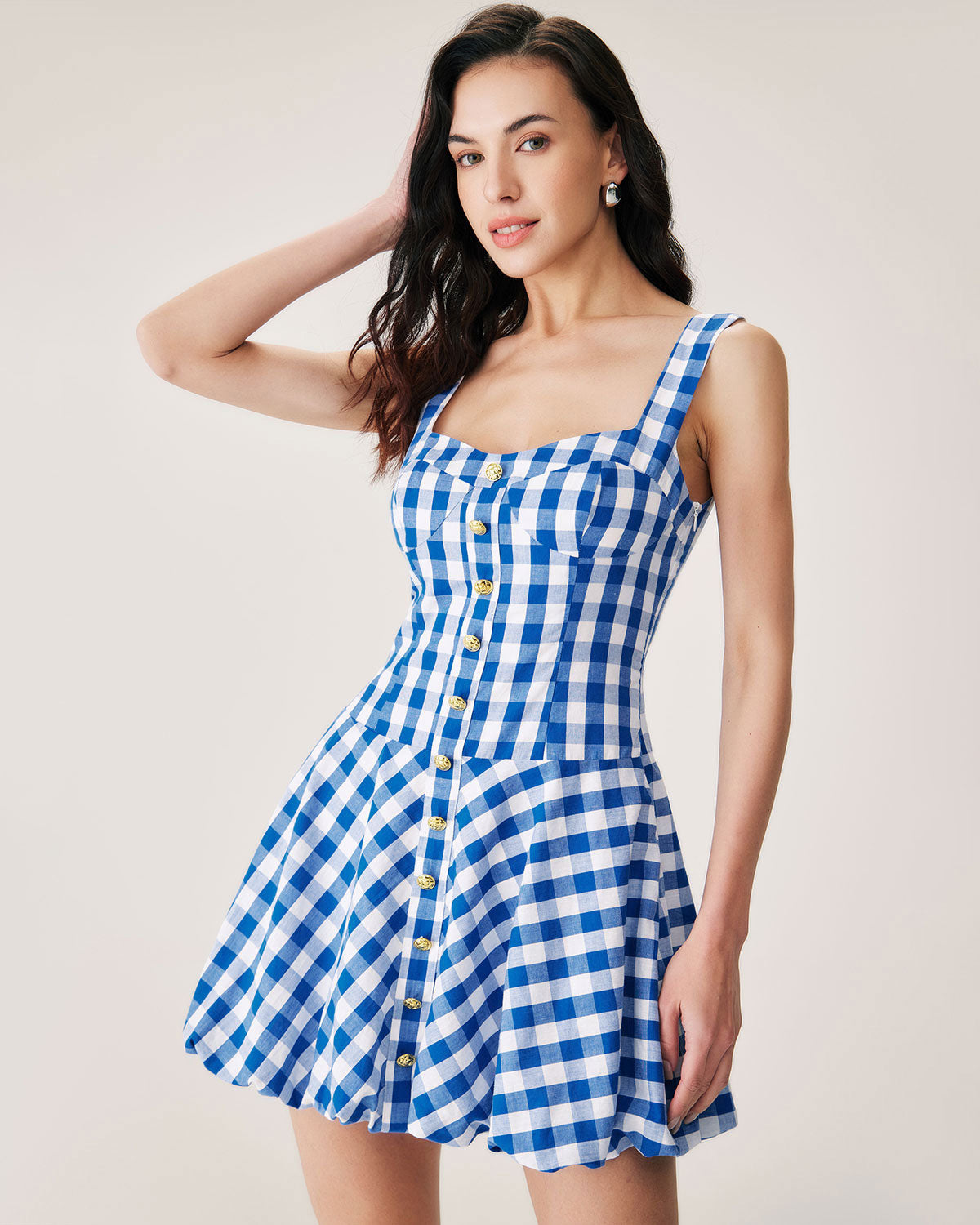 Rihoas Plaid Slip Mini Dress for Women, Blue / L Rihoas Plaid Slip Mini Dress for Women, Blue / L