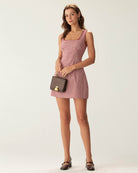Red Plaid Square Neck Slip Mini Dress - RIHOAS