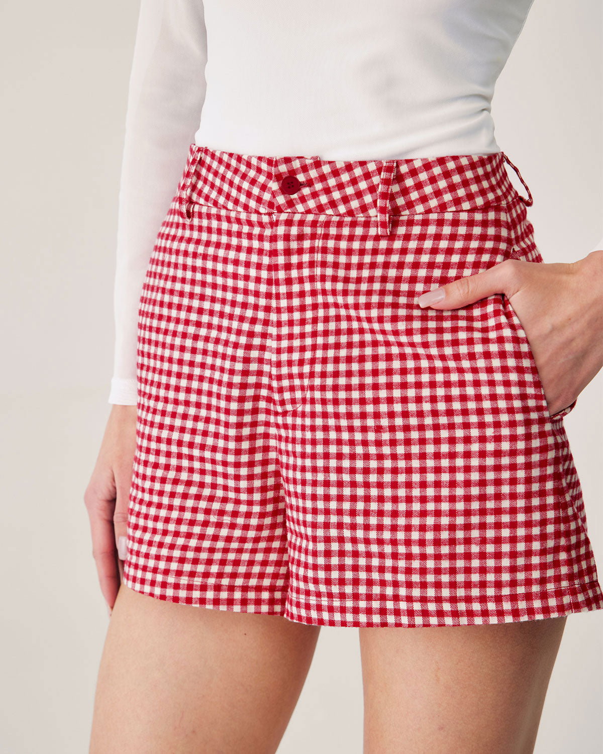 Plaid High waisted Pocket Shorts