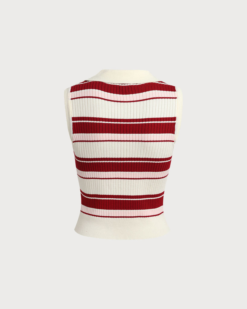 Red Striped Knit Tank Top - RIHOAS