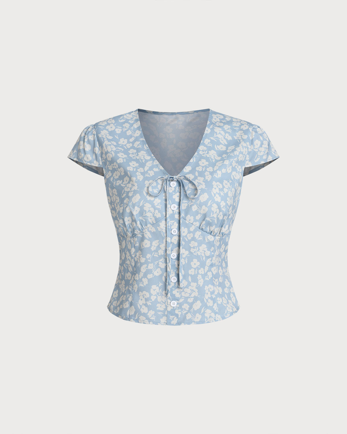 Women Woven Polyester Blouses Blue Tops - RIHOAS