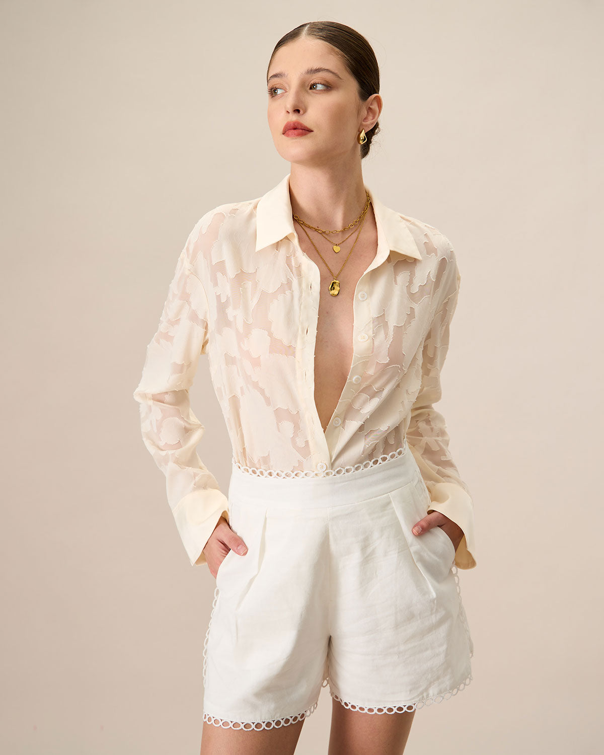 Women Woven Polyester Blouses Tops - RIHOAS