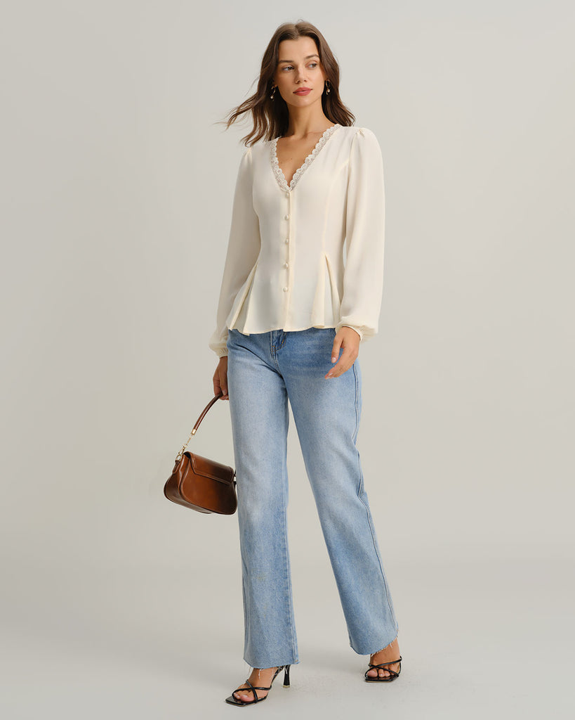 Women Woven Polyester Blouses Tops - RIHOAS
