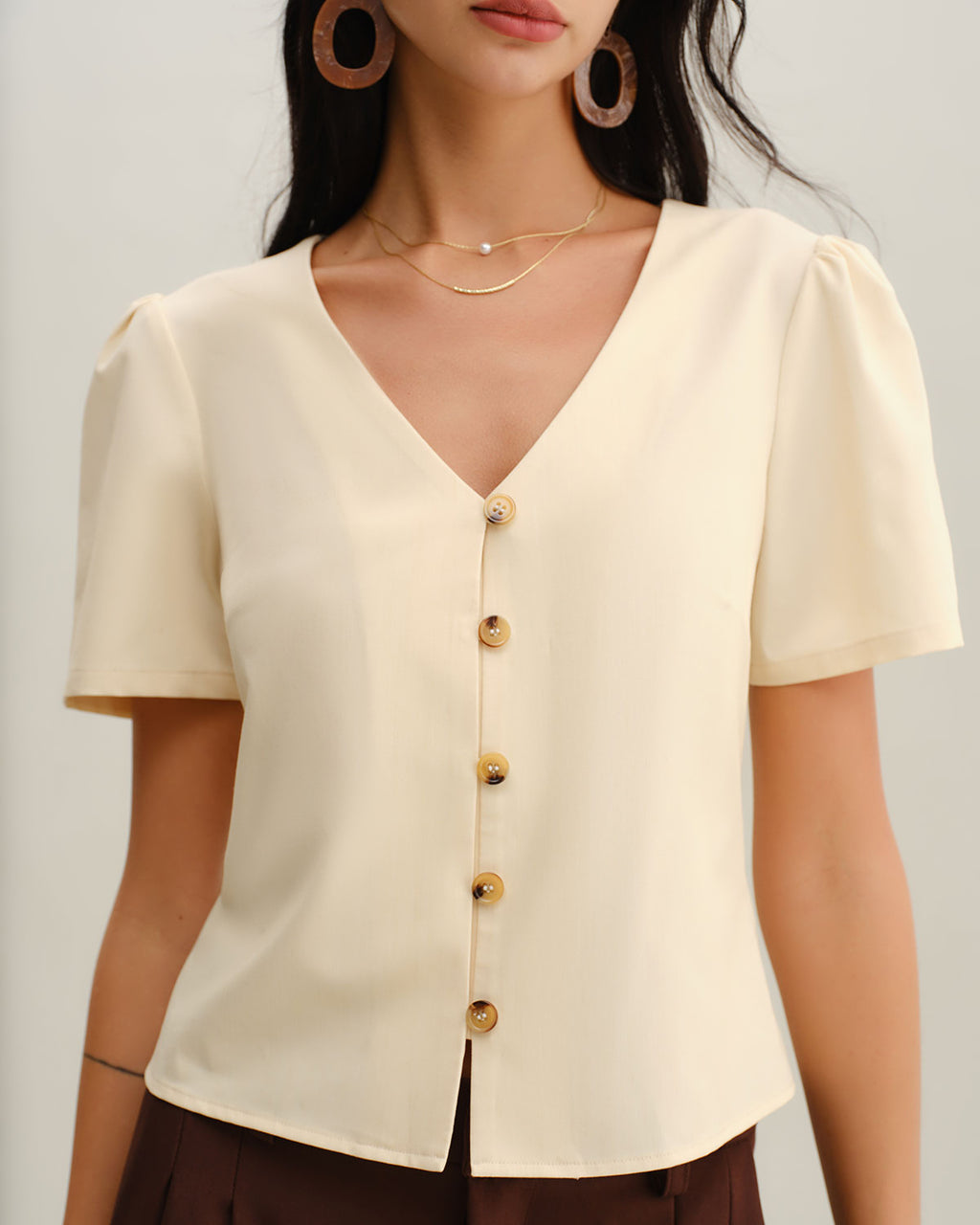 Women Woven Polyester Blouses Tops - RIHOAS