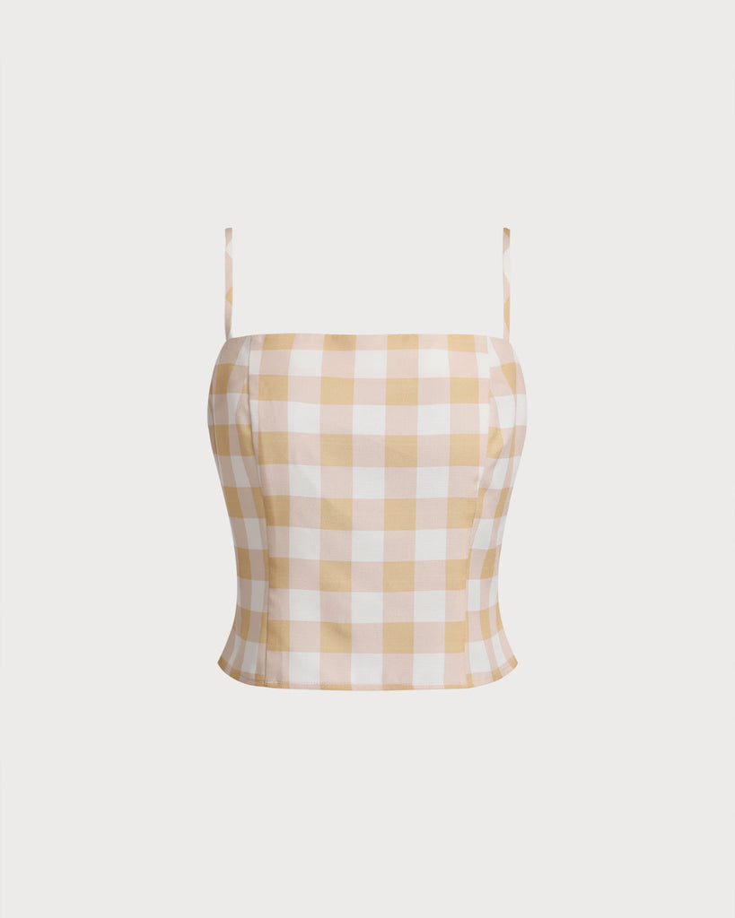 Women Woven Polyester Camis Yellow Tops - RIHOAS