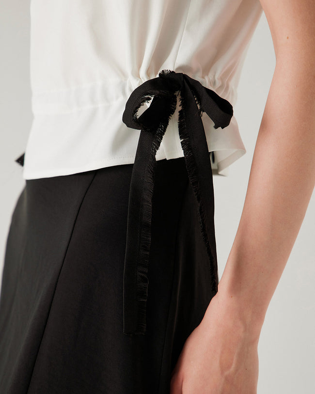 White Contrast Square Neck Tank Top - RIHOAS