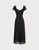 Black Sweetheart Neck Chiffon Maxi Dress - RIHOAS