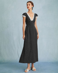 Women Woven Polyester Dresses Black Dresses - RIHOAS