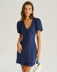Women Woven Polyester Dresses Blue Dresses - RIHOAS