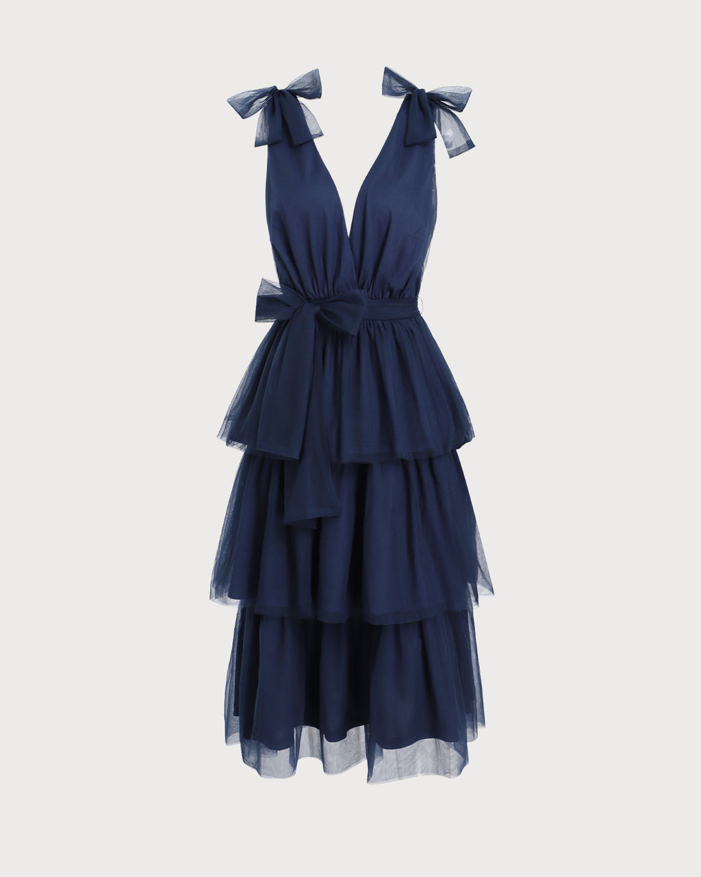 Navy Tiered Backless Maxi Dress - RIHOAS