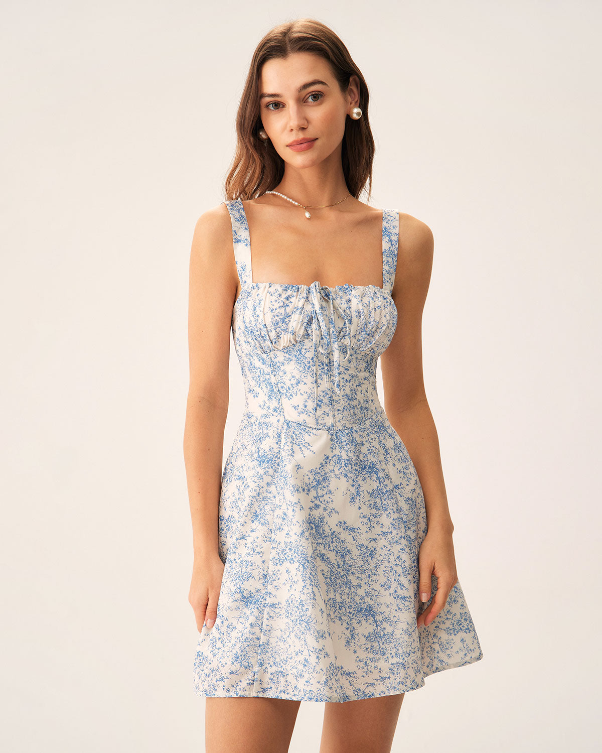 Floral Ruched Slip Corset Mini Dress