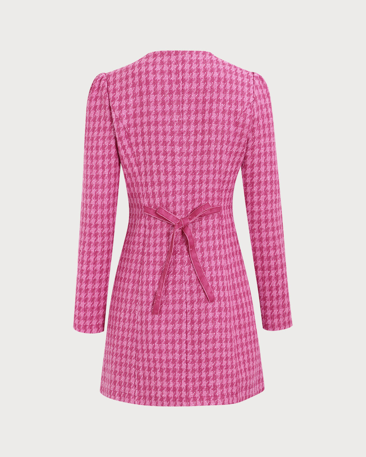 Women's Pink Single-breasted Tweed Mini Dress & Reviews
