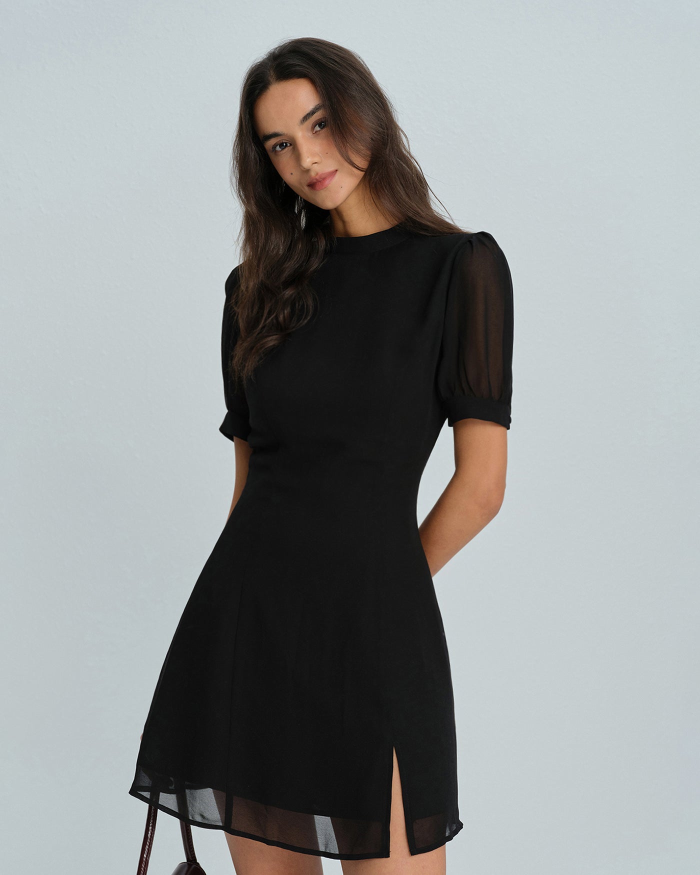 Black Mock Neck Mini Dress & Reviews - Black - Dresses | RIHOAS Black Mock Neck Mini Dress & Reviews - Black - Dresses | RIHOAS