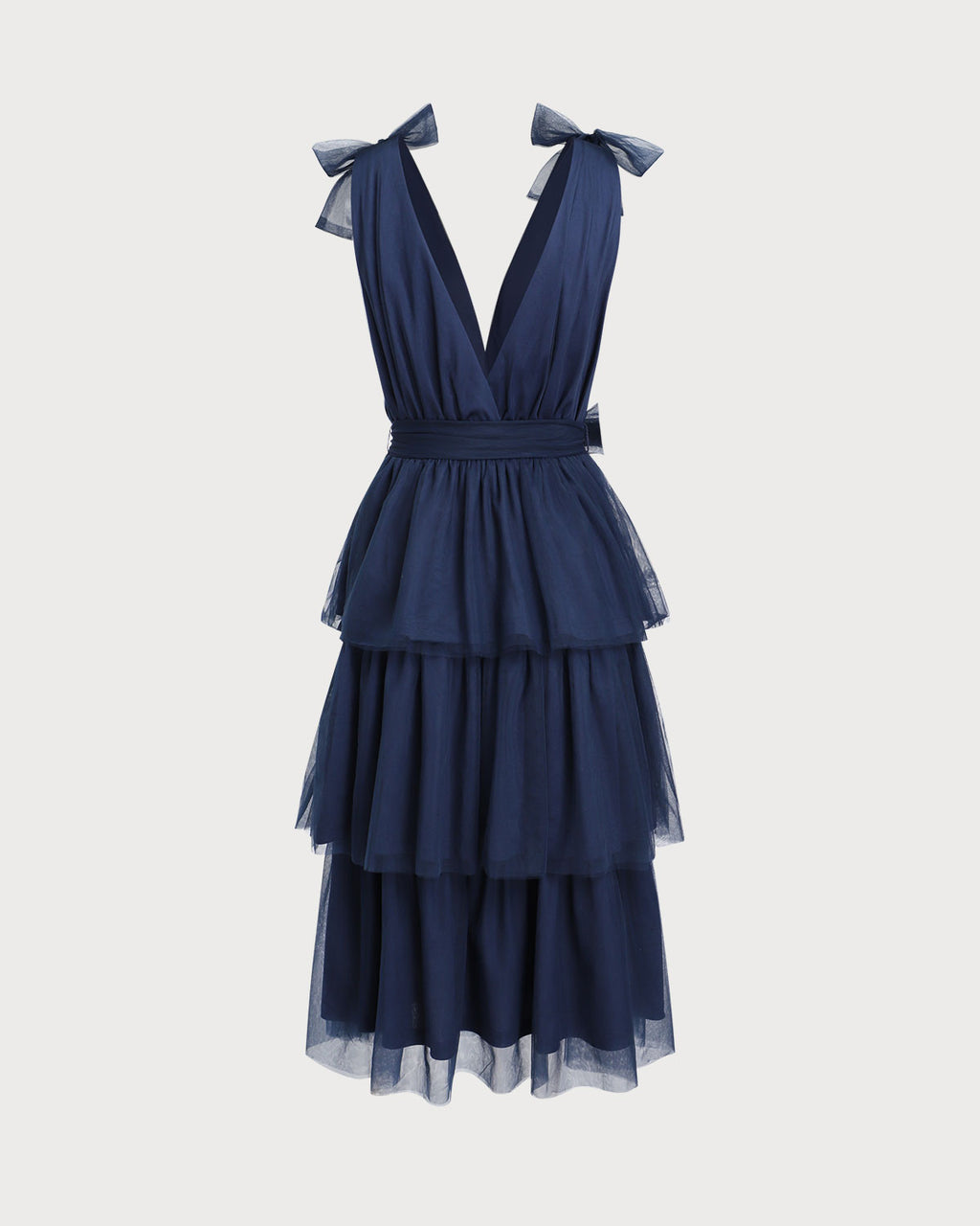 Navy Tiered Backless Maxi Dress - RIHOAS