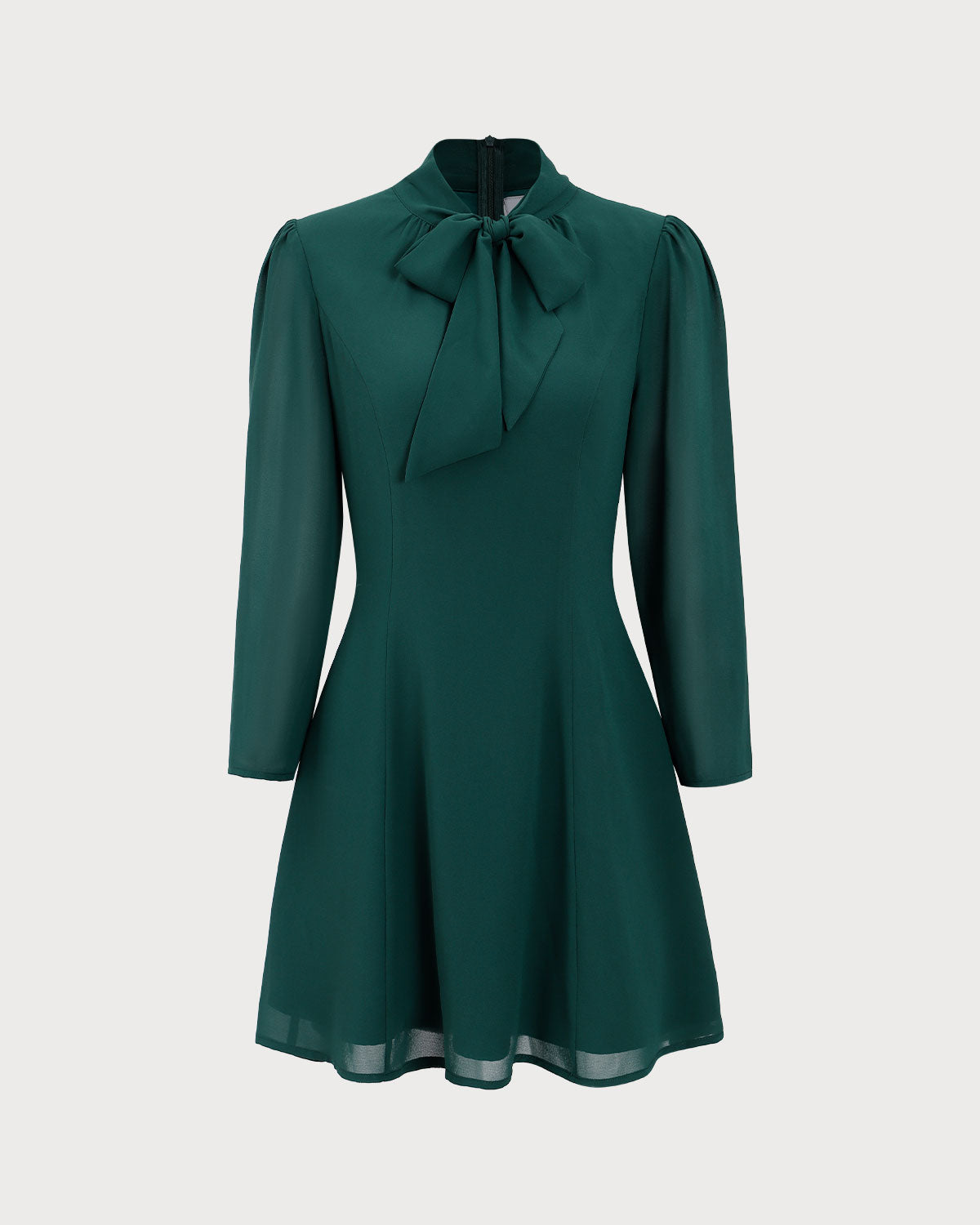 Green Tie Neck See-Through Mini Dress Green Tie Neck See-Through Mini Dress