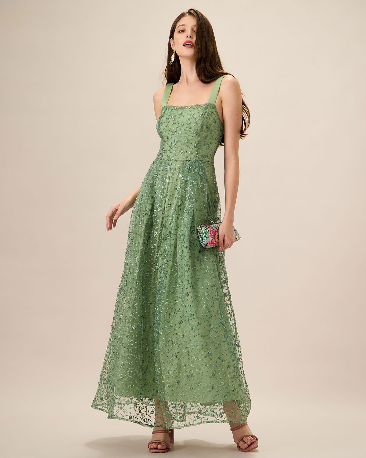 Women's Green Embroidery Mesh Slip Maxi Dress & Reviews - Green - Dresses | RIHOAS Women's Green Embroidery Mesh Slip Maxi Dress & Reviews - Green - Dresses | RIHOAS