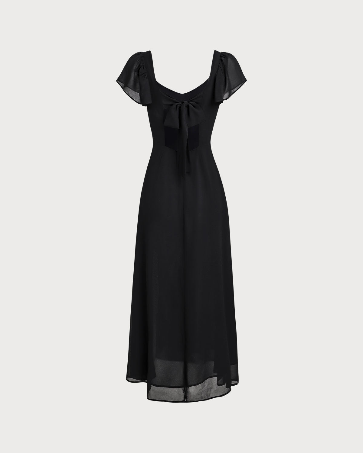 Rihoas Chiffon Flutter Sleeve Maxi Dress | Sweetheart Neck High Slit For Wedding Guest, Summer, Evening, Black / L Rihoas Chiffon Flutter Sleeve Maxi Dress | Sweetheart Neck High Slit For Wedding Guest, Summer, Evening, Black / L