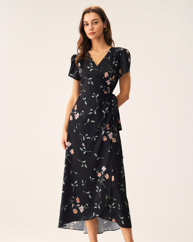 vintage floral × black rap maxi dress vintage floral × black rap maxi dress