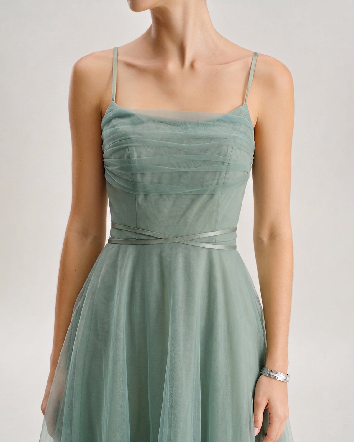 green emerald velvet dress Green Mesh Flowy Slip Midi Dress