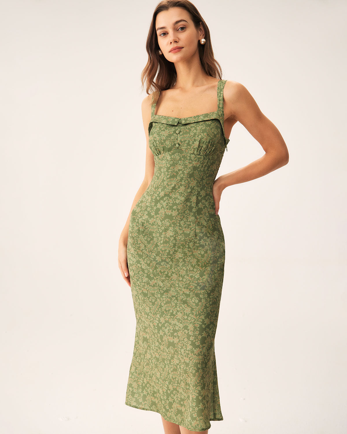 Floral Square Neck Slip Midi Dress
