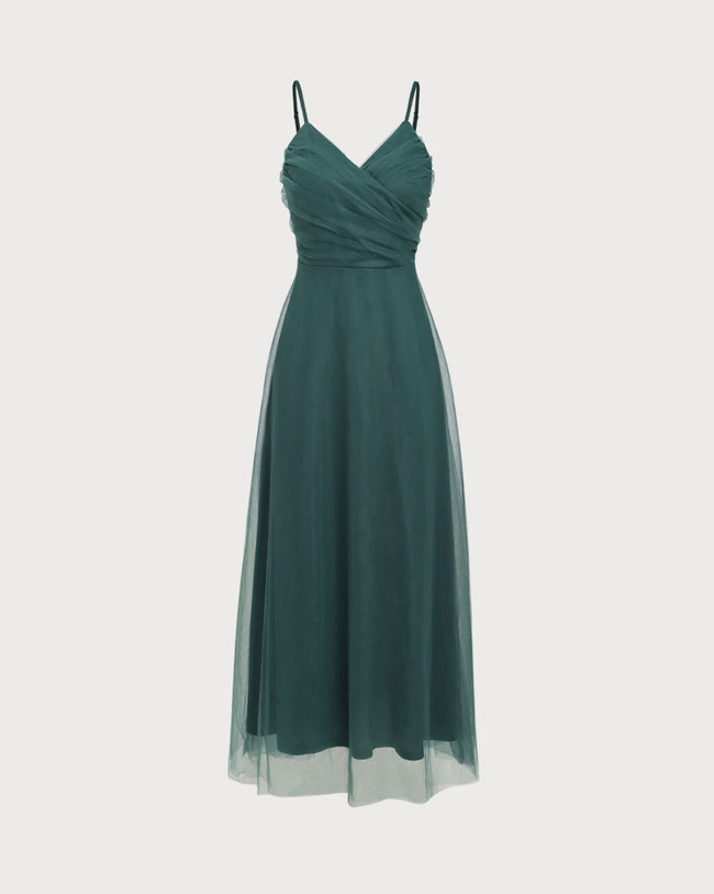 Women Woven Polyester Dresses Green Dresses - RIHOAS