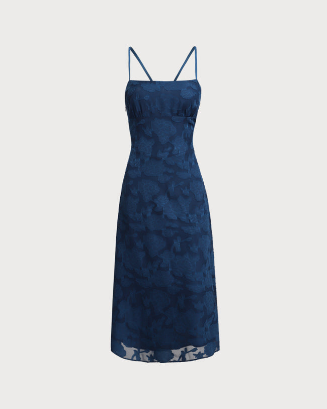 Women Woven Polyester Dresses Navy Dresses - RIHOAS