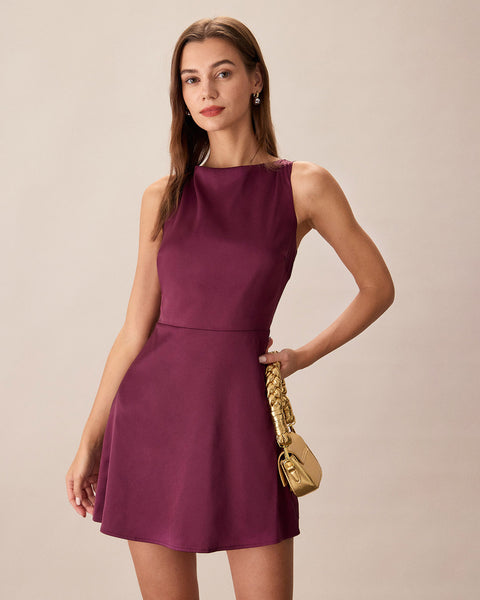 (取寄) リラ P レディース シーム ボートネック ドレス Lilla P women Seamed Boatneck Dress Abyss Purple Boat Neck Sleeveless Mini Dress & Reviews - Purple