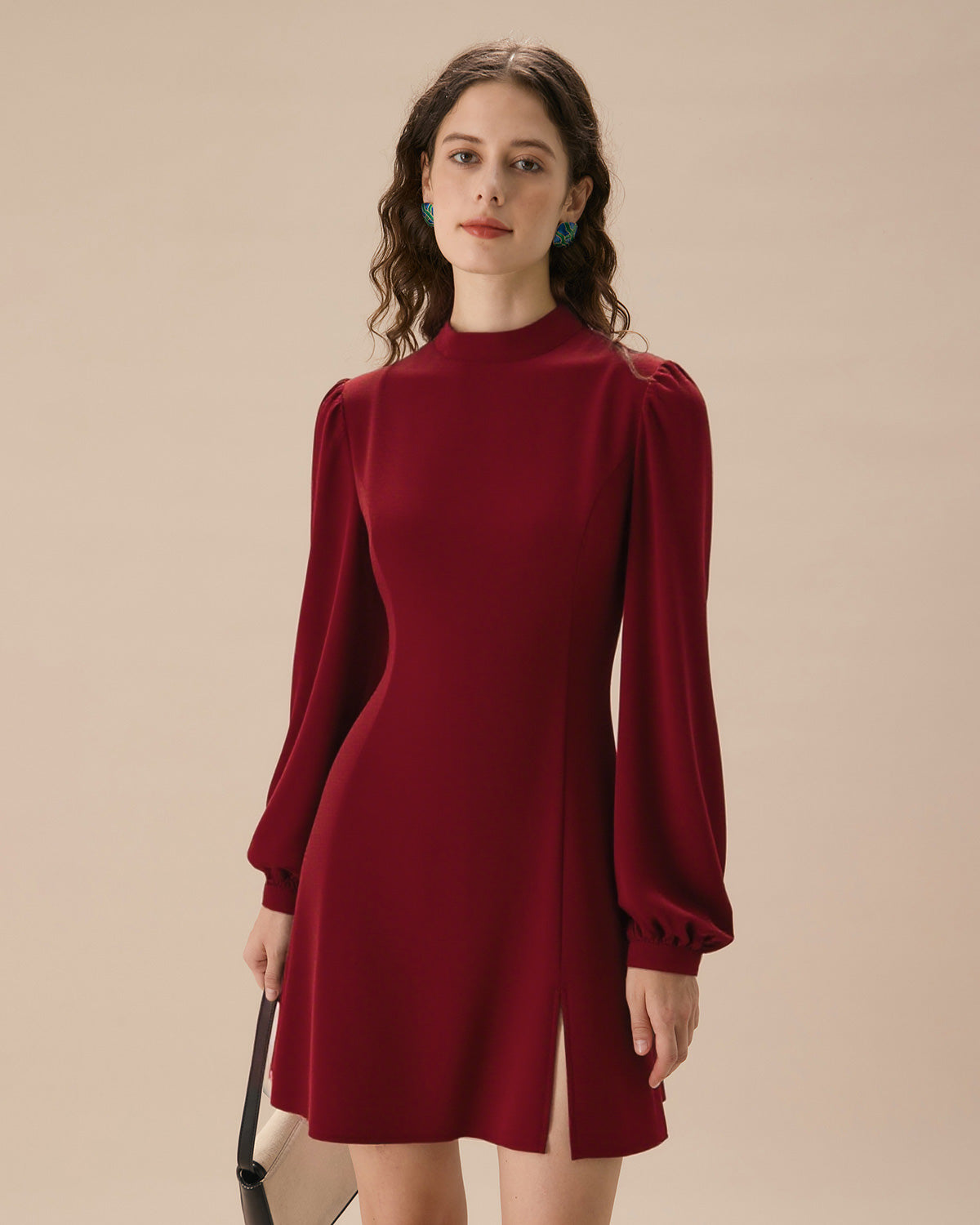 Red Mock Neck See-Through Mini Dress & Reviews - Red - Dresses