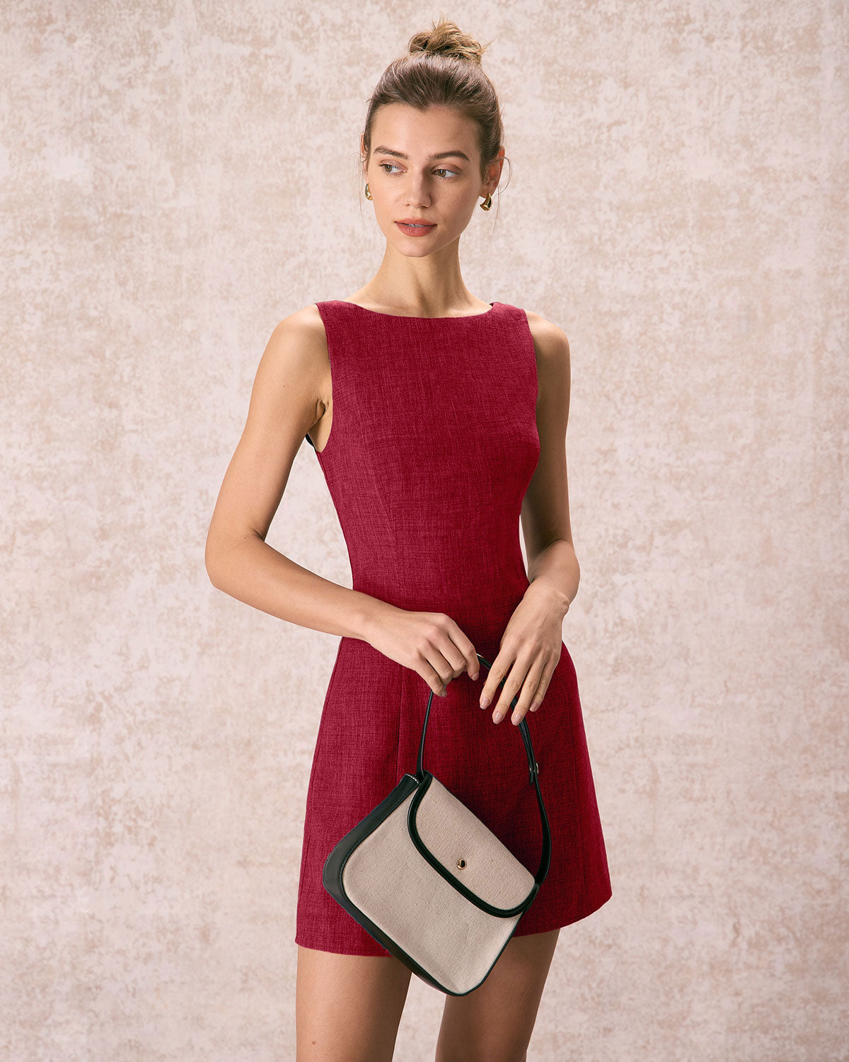 Women Woven Polyester Dresses Red Dresses - RIHOAS