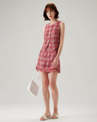 Red Plaid High-Waisted Mini Skirt  - RIHOAS